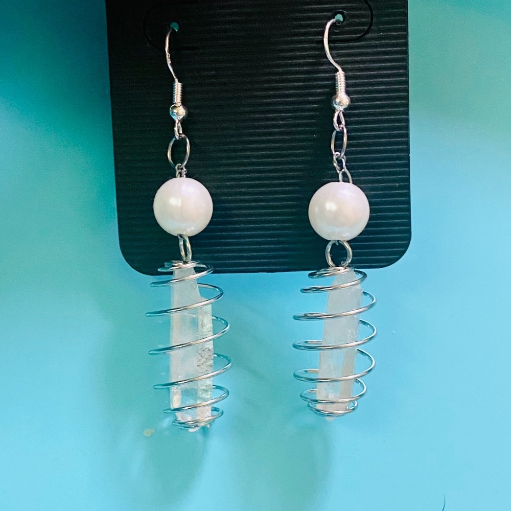 Handmade Clear Quartz Earrings